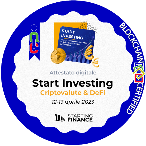 Masterclass Start Investing | Criptovalute & DeFi | Streaming | 12-13 aprile 2023